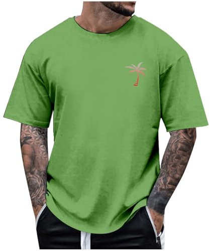 Men's Activewear T-Shirts Lightweight Breathable Running Tops Crewneck Short Sleeve Workout Fitness Athletic Shirt Leisure Wear T-Shirt Japanese Aesthetic Clothes (Green,3XL)