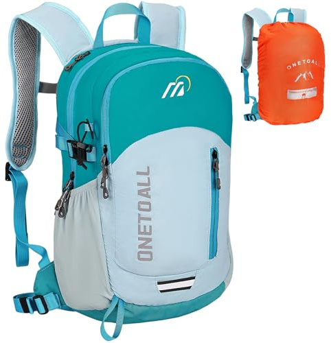 ONETOALL Diebstahlsicherer Wanderrucksack Damen 20L, Leichter Tagesrucksack Herren Klein, Wasserdichter Fahrrad Rucksack mit Rückenbelüftung zum Wandern Tagestour Radfahren Reisen Pendeln, nur 500g