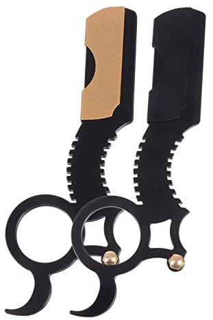 BAZEITFLOW Vintage Bartrasiermesser für Männer 2 Stück aus Rostfreiem Stahl mit Langlebiger Beschichtung Manuell Tragbar für Präzises Rasieren Zuhause oder Unterwegs Zufällige Farbe