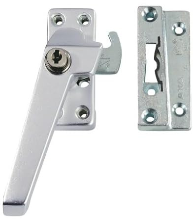 AXA Sicherheit Fenstergriffe - 3319 - Fenstersicherung | Abschließbar mit Zylinderschloss, Links drehend, Aluminium F1