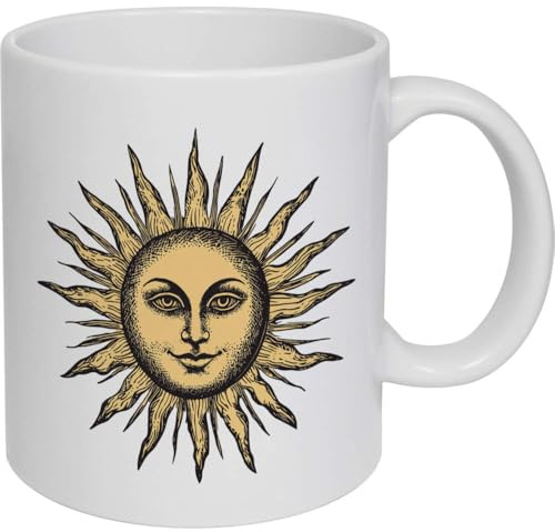 Azeeda 11oz (320ml) 'Vintage Sun with Face' Ceramic Mug/Cup (MG00086619)