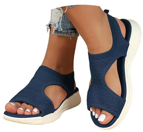 RLEHJN Sandale Femme Confortable Sandale Orthopedique Femme Maille Nu Pieds Bout Ouvert Chaussures Antidérapant Respirantes Décontractées Sandales De Plage Leger Boho Platform Sandals Pas Cher