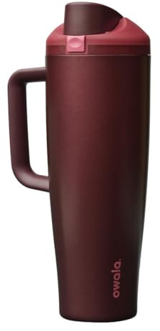 Owala FreeSip Drinking Bottle, Insulated Stainless Steel Water Bottle with Built-in Straw and Side Handle for Travel, Work, School and Sports, 1200 ml, BPA Free, Leak-Proof, Black Cherry