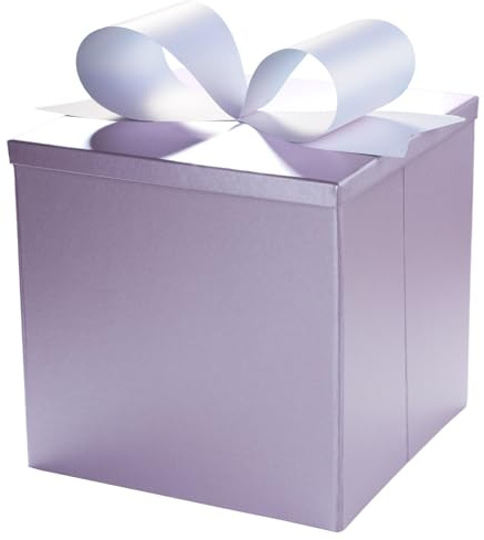 BIOBROWN Mittlere Geschenkboxen mit Deckeln, 25x25x25 cm Violette Klappbox für Valentinstag, Geburtstag, Hochzeit, Babyparty & Alle Feste