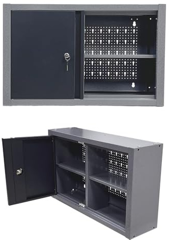 JZD Metall-Garagenschrank mit Türen und 2 abnehmbaren Regalen, abschließbarer Wandschrank, 76,2 x 48,3 cm, Wandschrank für Garage, Keller, Küche, Lager