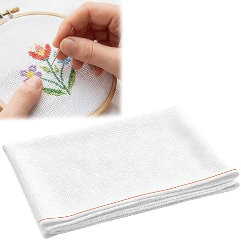 JNEYVIC Aida Stoff 14 CT Stoff zum Sticken Kreuzstich 150 x 100 cm | Aida Tuch Sticken Weiß Kreuzstichstoff Große Stickerei Tuch Embroidery Stoff Nähstoff für Nähen Basteln Handarbeit