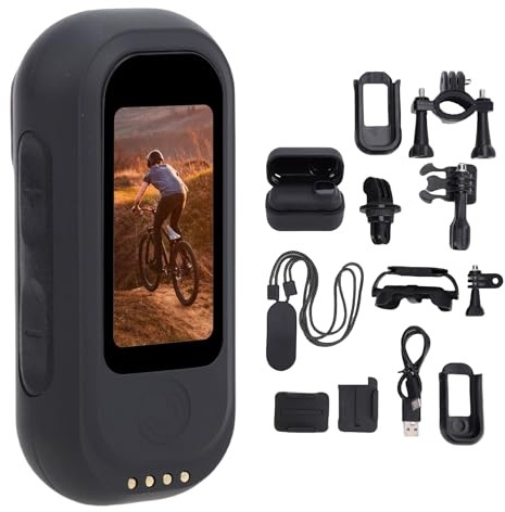 Camnoon Fotocamera d'azione 4K con cinturino magnetico, custodia impermeabile, custodia di ricarica, accessori di montaggio per bicicletta, arrampicata, film animale o vlogging