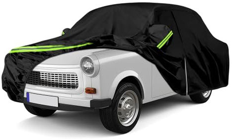 Autoabdeckung Passend für Trabant/Trabi 601/600/P601 1964-1990, Vollgarage | Wasserdichte Autoplane mit Reißverschlusstür für Schnee, Regen, Allwetterschutz