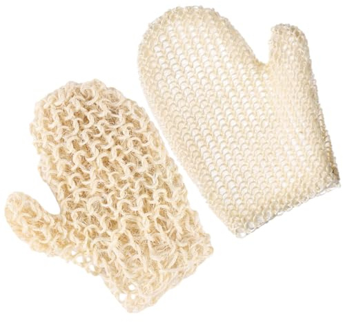 NIYANGLE Doppelseitige Peelinghandschuhe Weiche Badehandschuhe 2 Stück aus Ganzem Sisal mit Reichhaltigem Schaum für Sanfte Körperreinigung und Spa Anwendung zu Hause