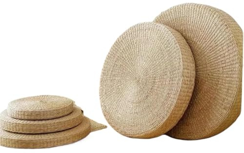 GIUPLOKID Coussin Tatami en Paille, Coussin de Sol en Tatami Paille for la méditation et Le Yoga, Plusieurs Tailles(40x40cm)