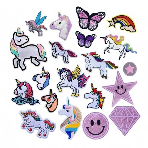 txuzong 20 Stück Bügelpatches, Polyester Aufnäher zum Aufbügeln, Niedlich Aufnäher Kinder, Bunt, Patches zum Aufbügeln Set Für Hosen, Rucksäcke, Hüte, Jeans