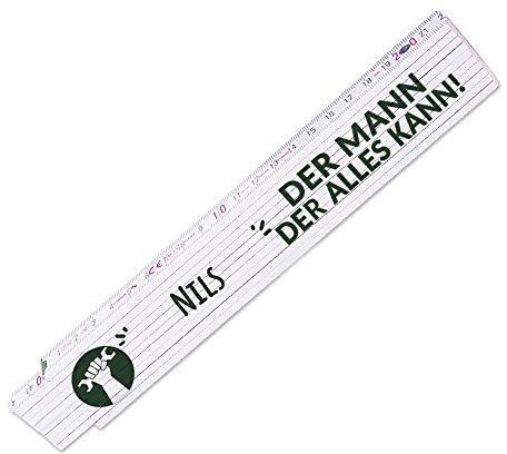 Zollstock mit Namen Nils und schönem Motiv - Der Mann der alles kann - für Männer | Metermaß | Glieder-Maßstab mit Namen bedruckt | Viele Namen zur Auswahl