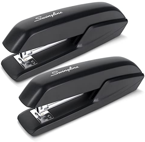 Swingline S7054501AZ Klammergerät, Eco Version, Schreibtischheftgerät, 15 Blatt, Schwarz, 2 Stück