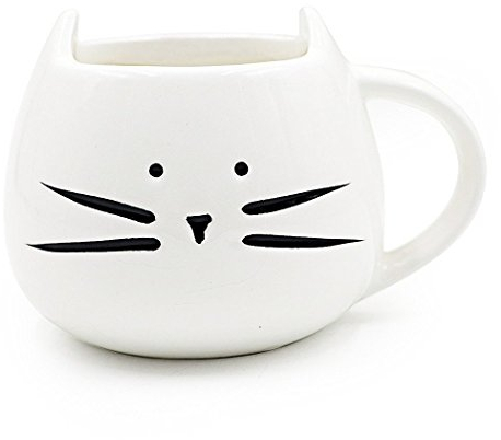 Voguecase Tasse en Céramique de Chaton Mignon Motif Coupe de Couple Porcelaine Mug pour Café/Thé/Expresso/Lait/Eau (Blanc)