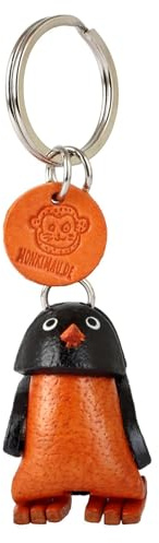 MONKIMAU Schlüsselanhänger Tiere 3D Pinguin aus Echtleder - handgefertigt Leder Tieranhänger - Geschenk für Damen, Frauen, Kinder und Tierliebhaber