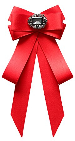 Cheerlife Fashion Schleifenbrosche Damen Brosche mit Strass Fliege Schleife mit Haken verstellbar für Herren Damen Mädchen Rot
