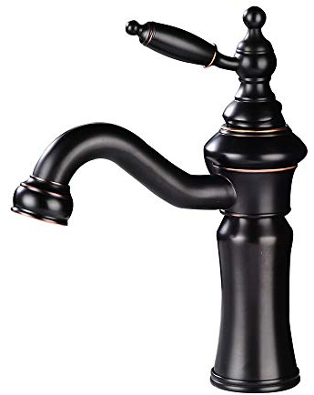 Robinet de lavabo de salle de bain en bronze huilé à une poignée,noire, lavabo à montage sur pont à un trou,YA6301B Leekayer