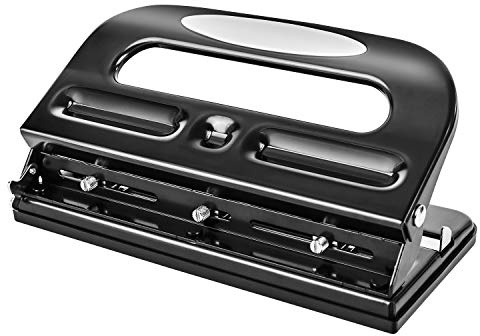 Amazon Basics Semi-Adjustable 3-Hole Punch, 30 Sheet Capacity, Black