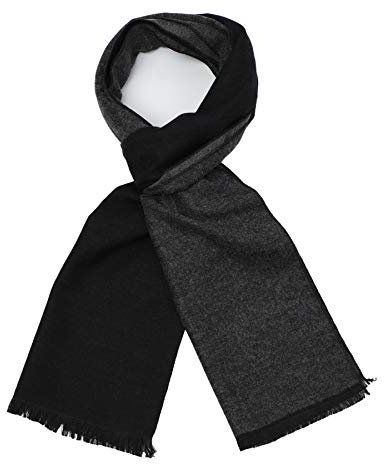 sy soul young Herren Herbst Baumwolle kariert Schal- Winter Jungen Warm Lange Scarf mit Luxuriöse eschenkbox(Schwarz&Grau)