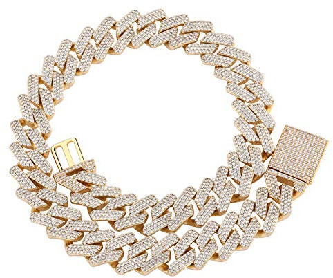 TOPGRILLZ 20 mm 6-fach 14 Karat vergoldet Iced Out Labor Diamant Miami kubanische Gliederkette Choker für Herren mit Kastenverschluss Hip Hop