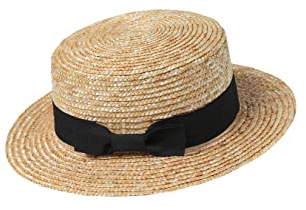 BABEYOND Men's 1920s Brim Boater Hat Gatsby Straw Hat 20s Costume Accessories