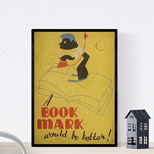 Nacnic Vintage Poster Bibliothek Plakat „Sorgen Bücher“ Lesezeichen verwendet werden. A3 Größe