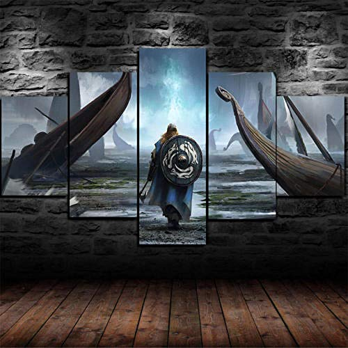 Decorsy Wandkunst Leinwanddrucke Bilder Tapete Kampf der Wikinger-Krieger Home Decoration Posters mit Rahmen