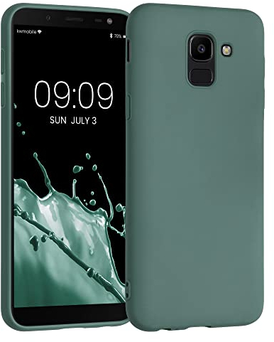 kwmobile Hülle kompatibel mit Samsung Galaxy J6 Hülle - weiches TPU Silikon Case - Cover geeignet für kabelloses Laden - Blaugrün