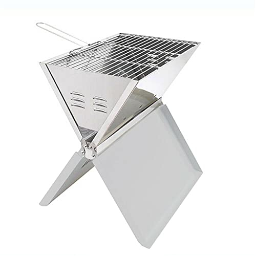 Faltbar Bbq Holzkohlegrill Edelstahl Klappgrill Standgrill Camping Faltgrill Ideal Für Ausflüge Zum Beispiel Zum Campen, Picknick Oder Zum Grillen Im Garten Geeignet (Silber)
