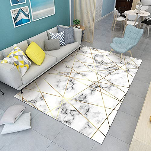 AU-OZNER non slip rugs Dark blue carpet, geometric pattern modern easy to manage easy to maintain easy vacuum carpet kitchen rug -Navy blue_50x80cm