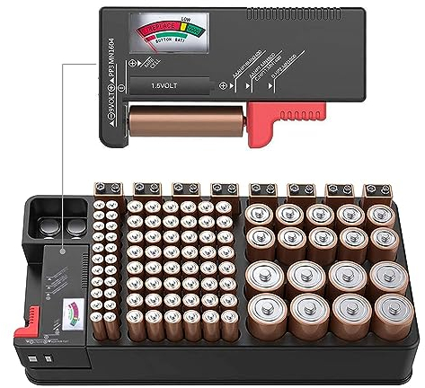 ZHITING Batterie Organizer, Batterie Aufbewahrungskoffer,mit Tester Hält 110,Batterien unterschiedlicher Größe für AAA,AA, 9V,C und D Größe (Batterie Nicht im Lieferumfang Enthalten)
