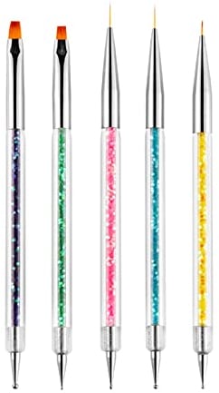 Rnitle 5 Pièces Pinceaux en Détail à Ongles,Brosses de Ongle Art,Outils de manucure,Pinceau Ongle,Pinceaux Peinture Professionnels Détail Ensemble de Pinceaux,pour DIY Nail Art Designs