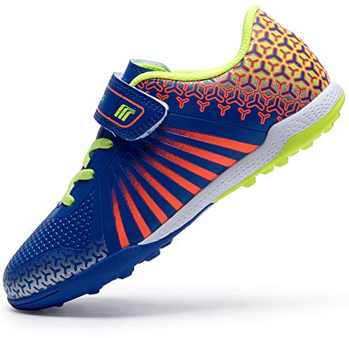 VLOOKST Boys' Football Boots Kids Girls Astro Turf Trainers Non-Slip Junior Soccer Shoes Sports Shoes Outdoor Athletic Sneakers Football Shoes Unisex Blue 12UK