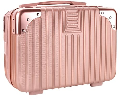 Yoanlayr 35,6 cm Hartschalen-Kosmetikkoffer, Reise-Handgepäck, klein, tragbar, Koffer, Make-up-Koffer für Damen, rose