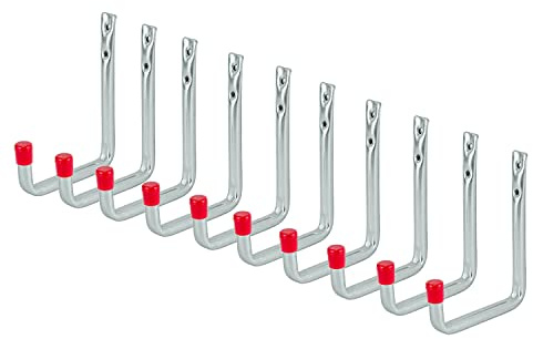 siwitec Wandhaken U-Form 300 x 250 mm verzinkt, 10er Set, Traglast: 22 kg, Schwerlasthaken, abgewinkelt