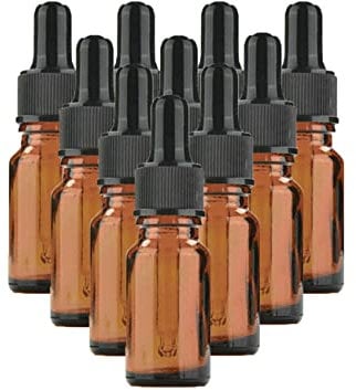 10Pcs Amber Glass Dropper Bottles With Black Caps, 15ML Glass Eye Dropper Bottles for Essential Oil Pipette Refillable