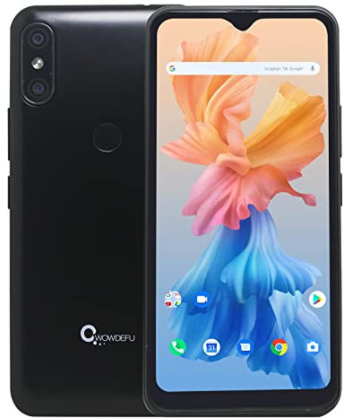 Smartphone Schermo Waterdrop 6,1 pollici,WiFi 5G,Telefono Android 11.0 Sblocco,Impronte digitali+Face ID,Telefono Dual SIM 4G,Fotocamera 5MP+13MP,4GB+32GB,IPS HD+Display Telefono economico,GPS,FM,Nero
