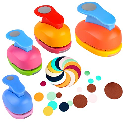 Stanzer Rund 4 Stück Kreis Stanzer Motivstanzer Rund Papierstanzer Rund Motivlocher Stanzer Set Ausstanzer Motiv-Locher für Scrapbooking, Basteln, Fotos, Grußkarten, Geschenkanhänger (4)