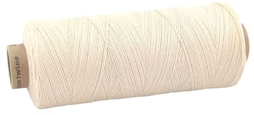 fuwi Baumwollkordel 1 mm - Baumwollschnur & Bäckergarn, 650 m Großspule - für Makramee, Geschenkband und Dekoration, 100% neue Baumwolle, matt und farbecht (0000 Naturweiß)