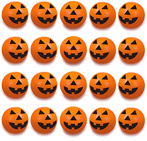 20 Stück Halloween Hüpfbälle für Kinder Kürbis Gummiball Halloween Flummi Partytüten Pinata Füller Halloween Party Mitgebsel Klassenzimmer Spiel Süßes oder Saures Belohnung Dekorationen