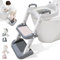 Potty Training Toilet Seat Toddler Toilets Seats Kids Steps Trainer with Stairs Splash Guard Baby Toilet Stool Soft Padded Toddlers Child Height Adjustable Non-Slip Childs Wc Chair Step Ladder | Grey
