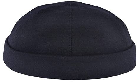HANSEHELD Docker Cap Blau Wolle Kurz Flach Docker-Mütze 58 | Seemannsmütze | Dockermütze | Winter| Docker Hut | Made in Germany