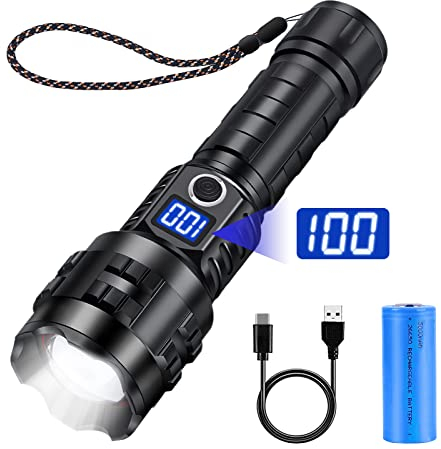 Braoses Taschenlampe, Superhelle LED-Taschenlampe zoombares Design und IP65 wasserdicht Hohe Energieeffizienz für Camping Wandern im Freien Notfall