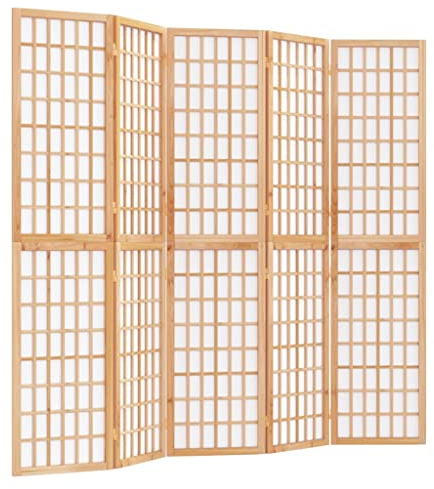 vidaXL Paravent 5 TLG., Raumteiler für Schutz der Privatsphäre, Klappbare Trennwand, Raumtrenner Sichtschutz, Japanischer Stil, Faltbar