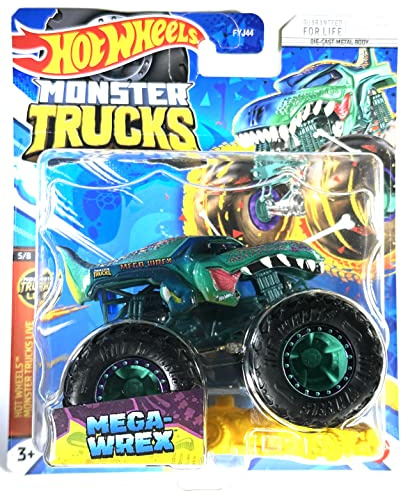 Hot Wheels Monster Trucks Mega WREX Grün 5/8 Monster Trucks Live Koffer 2023 E / 5 Mint / NrMint Versand verpackt in Box mit Füllung