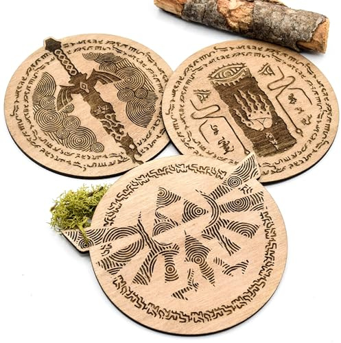 Lot de 3 dessous de verres motif triforce, épée de légede, et main du héros du temps Link, geek, jeux vidéos, pop culture, symboles, triforce, 9,5cm