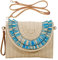 HINGTAT Sac à main en paille pour femme - Sac à bandoulière en paille tissée - Sac de fête pour soirée, 14-bleu