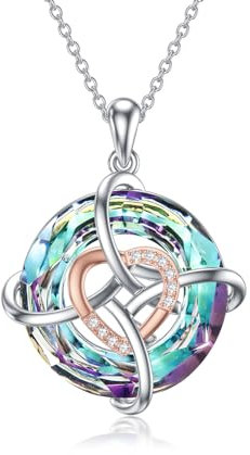 YAFEINI Wikinger Schmuck für Damen Silber 925 Keltischer Knoten Kette Wikinger Crystal Halskette Anhänger Irischer Schmuck Geschenke für Mutter Tochter (Amethyst)