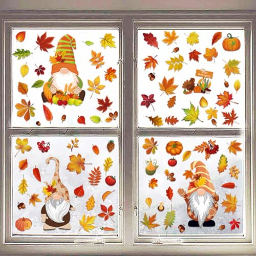 Fensterbilder Herbst, Thanksgiving Fenster Aufkleber, 6 Stück Herbst Dekoration Fensterbilder, Blatt Erntedankfest Fensteraufkleber, Erntedankfest Fensteraufkleber, Für Kinderzimmer Cafe Buchhandlung
