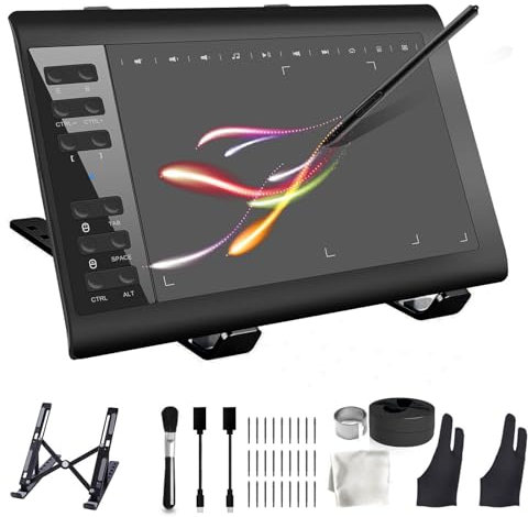 Tavoletta grafica da disegno TEROW, tavoletta da disegno digitale da 10 x 6 pollici con staffa e 8192 livelli stilo per PC/Mac/Android 5.0 per disegno e insegnamento online, blocco da disegno e tablet